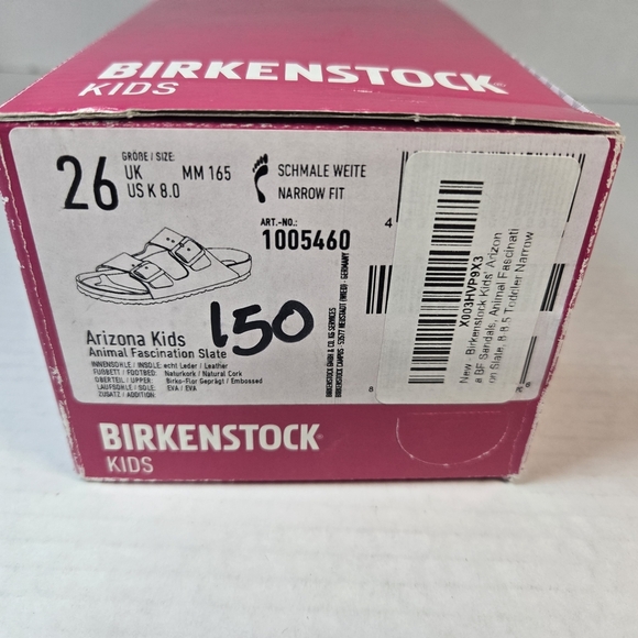 Birkenstock Arizona Kids Animal Fascination Slate/Black Sandals Size EU 26 US 8 - Picture 8 of 8